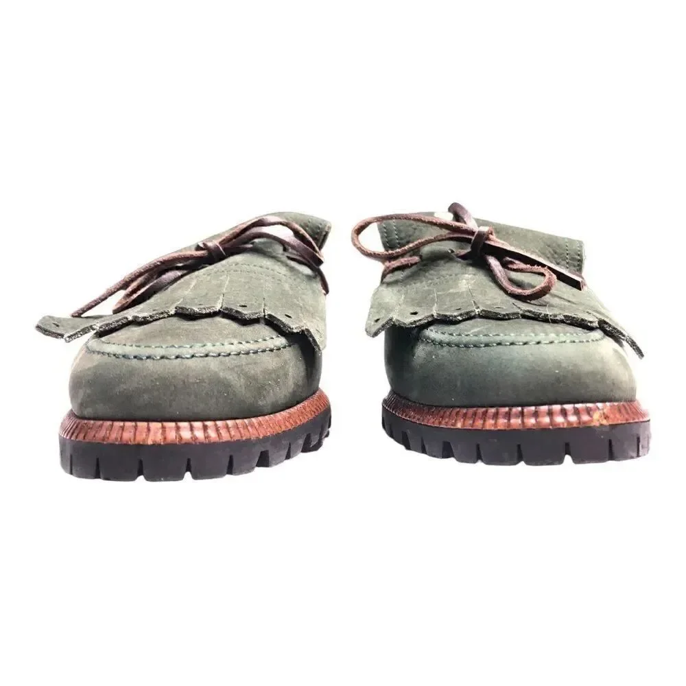Bally leather slip on green loafer's with tassel size 2.5